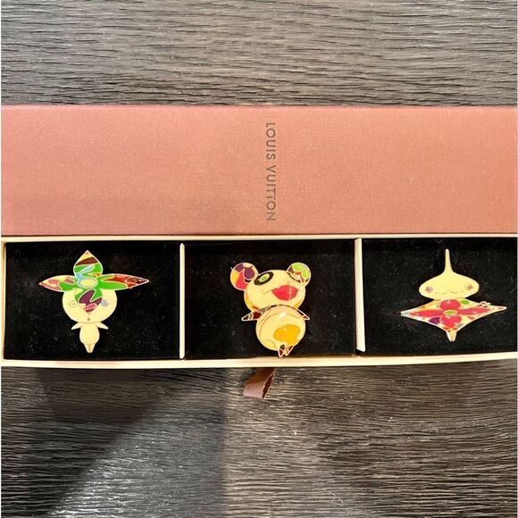 Louis Vuitton Authentic Takashi Murakami Lacquer Hair Barrettes Set - Picture 1 of 14